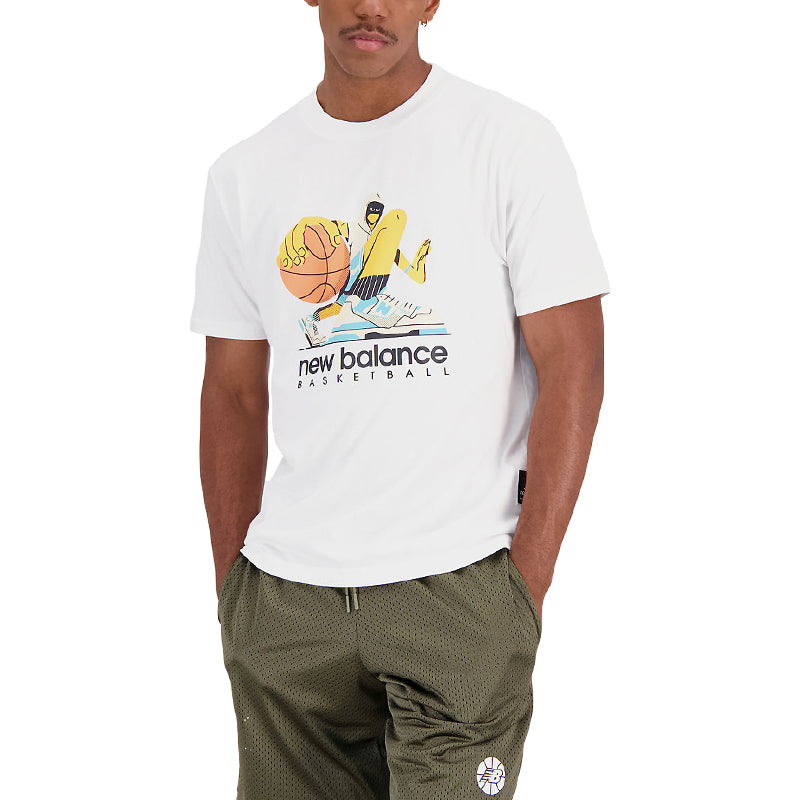 T-shirt New Balance Hoops Cotton Jersey Branco